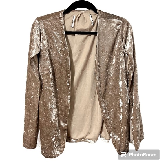 AMARYLLIS Rose Gold Crushed Velvet Blazer Cape Size S - Picture 3 of 6